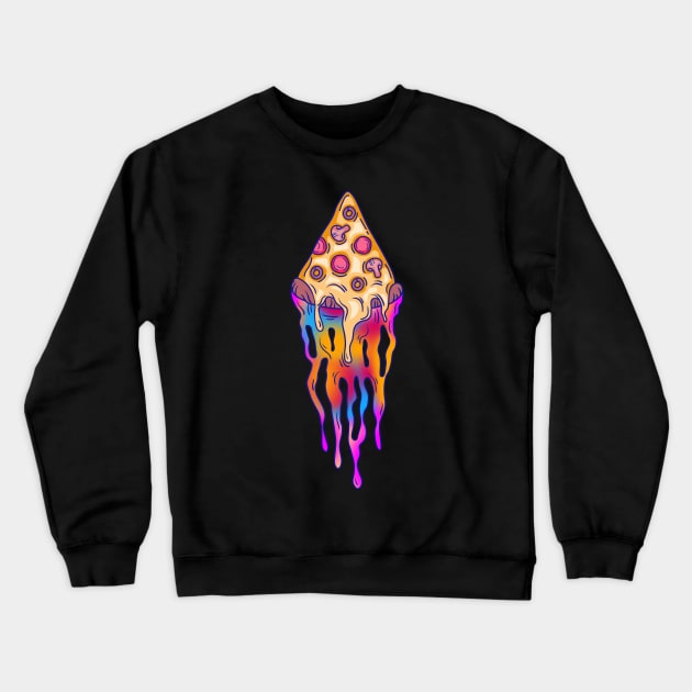 The Melting pizza rainbow Crewneck Sweatshirt by daizzy